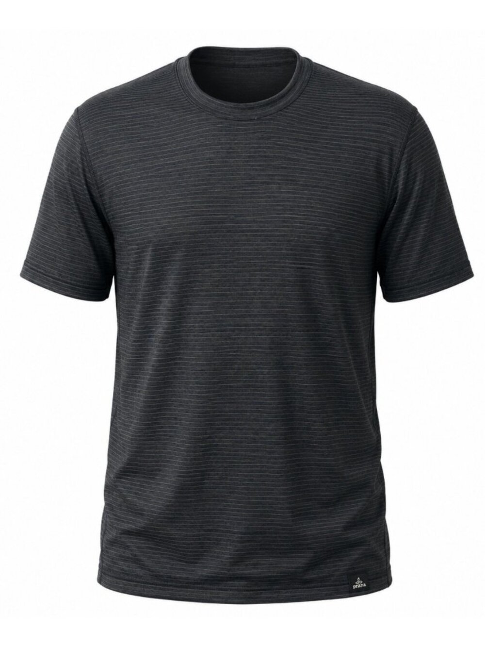Prana Breathe Men's T Shirt Large Black Brown Stripe Performance Crewneck Preppy